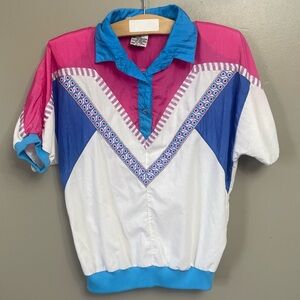 Casual Isle Vintage size small windbreaker shirt colorblock 80s Athleisure